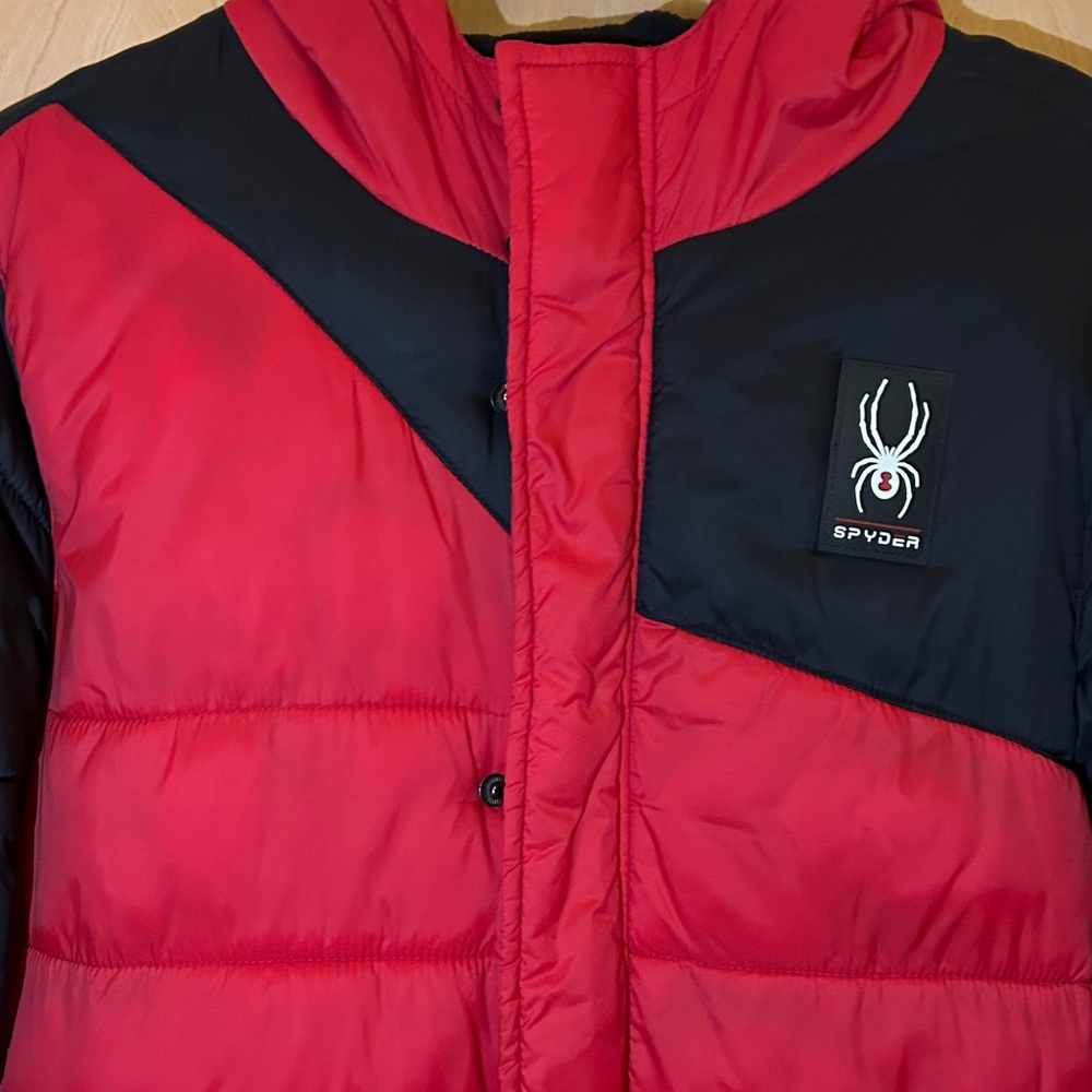 Spyder Red and Black Puffer Jacket Large (14/16) - Picture 2 of 6
